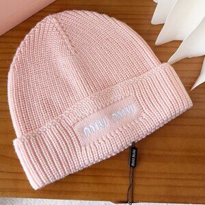 Miu Miu Knit Logo Slouchy Beanie